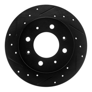 Kia Spectra Brake Rotor (1) - Rear Left - R1 Concepts - Drilled & Slotted - Black - `04-`09